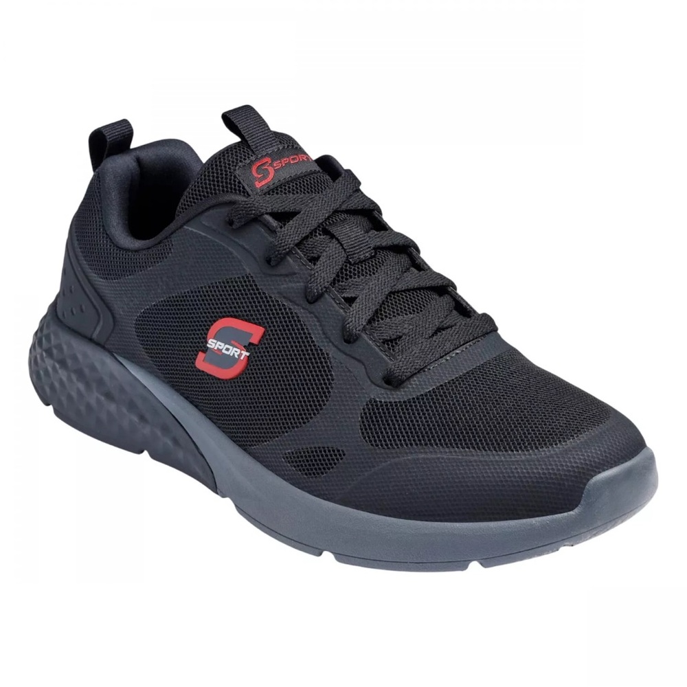 Skechers Black Athletic Sneakers with Red Logo